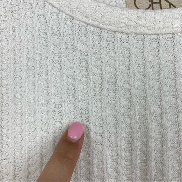 Chaser Waffle Knit Long Sleeve Thermal Top with Button Sleeves Medium - Picture 5 of 11